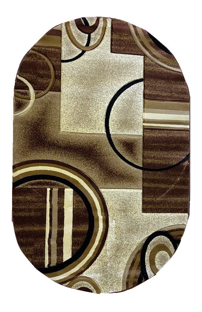 Covor cu Insertii Geometrice tip Cercuri ,Maro