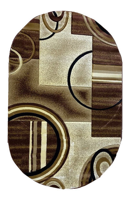 Covor cu Insertii Geometrice tip Cercuri ,Maro