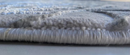 Covor Modern cu Insertii Naturale de tip Crenute ,Gri/Argintiu