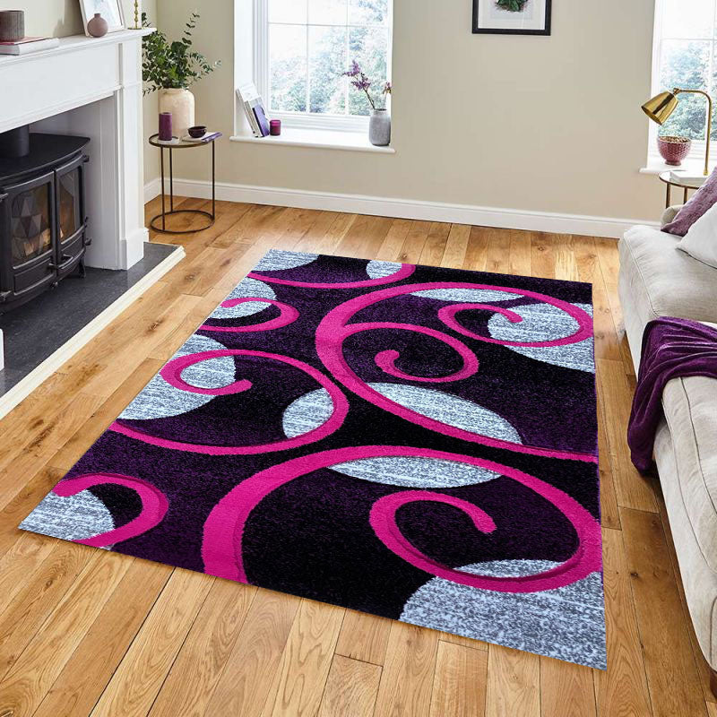 Covor cu insertii geometrice tip cerc si linii