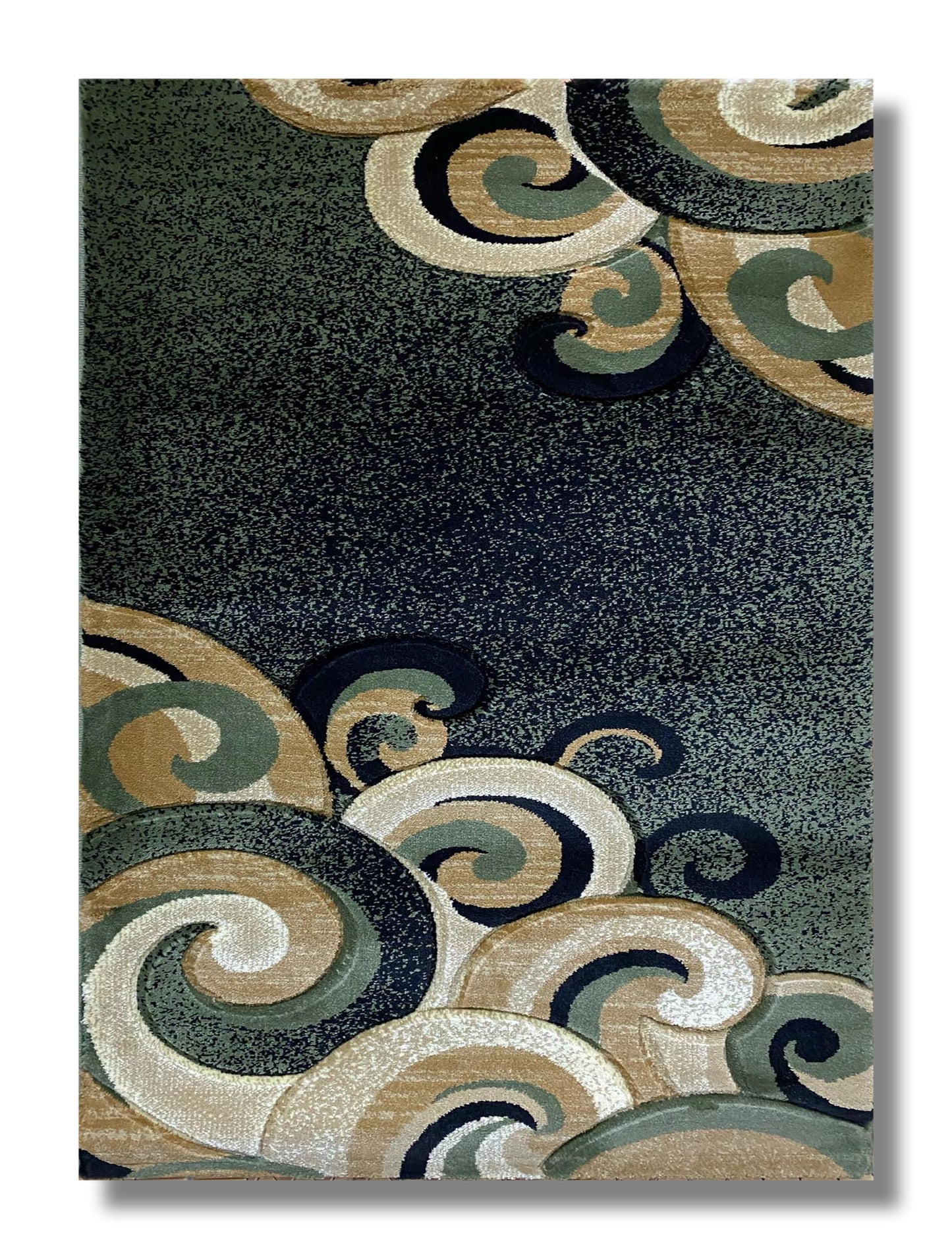 Covor cu insertii florale Tribale,Verde/Crem