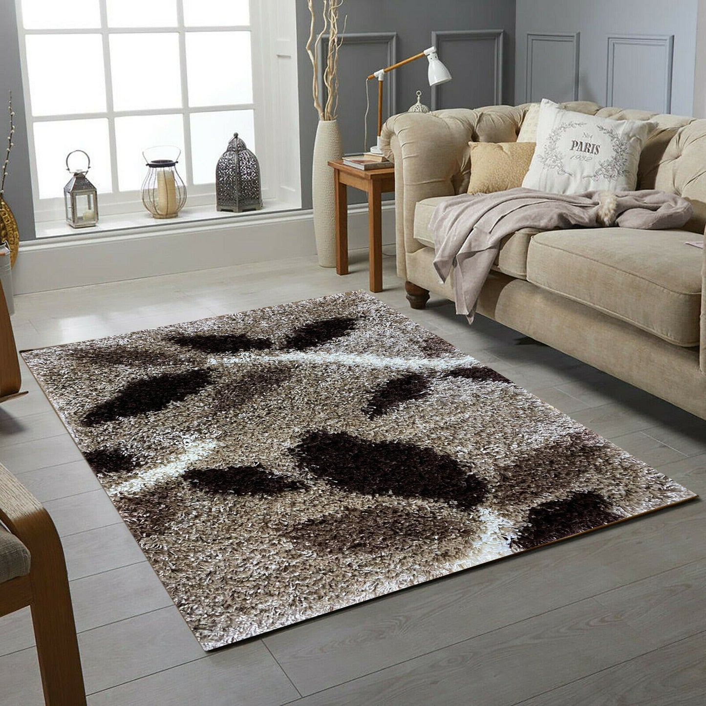 Covor Pufos cu insertii florale tip  shaggy