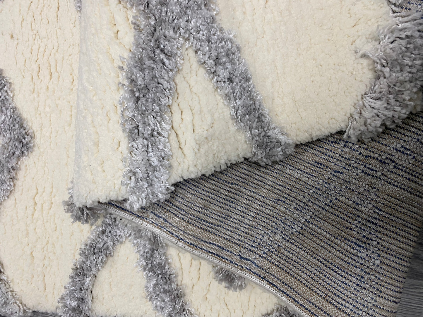 Covor Pufos cu Inertii tip Funda ,Gri/Bej