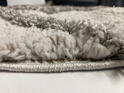 Covor Pufos Cu Insertii tip Romb ,Gri/Alb