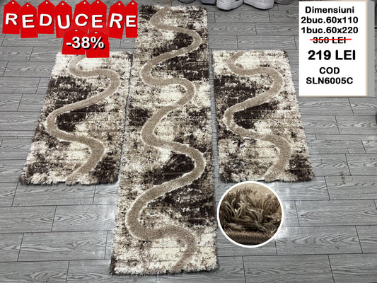 Set 3 Traverse Pufoase tip Cocolino,Crem/Maro