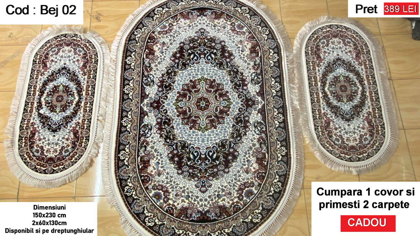 Covor cu insertii florale si carpete cadou B02
