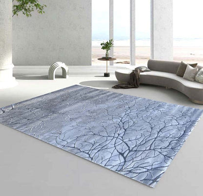 Covor Modern cu Insertii Naturale de tip Crenute ,Gri/Argintiu