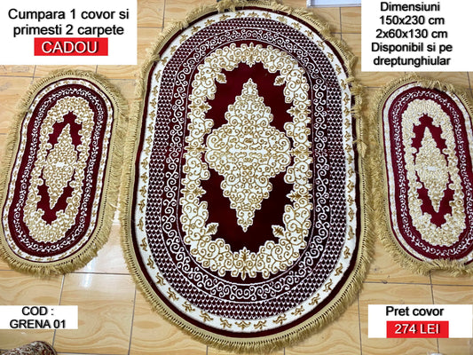 Covor cu insertii florale si carpete cadou G01